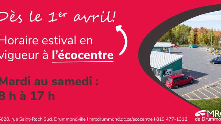 Horaire estival Écocentre