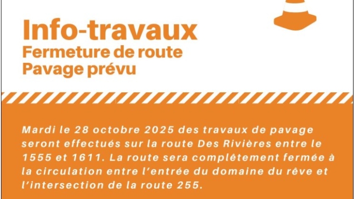 info travaux en date du 28 octobre 2025