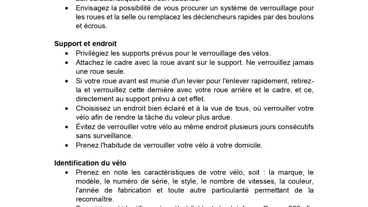 Prévenir les vols de vélos