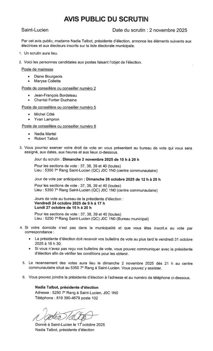 Avis public de scrutin