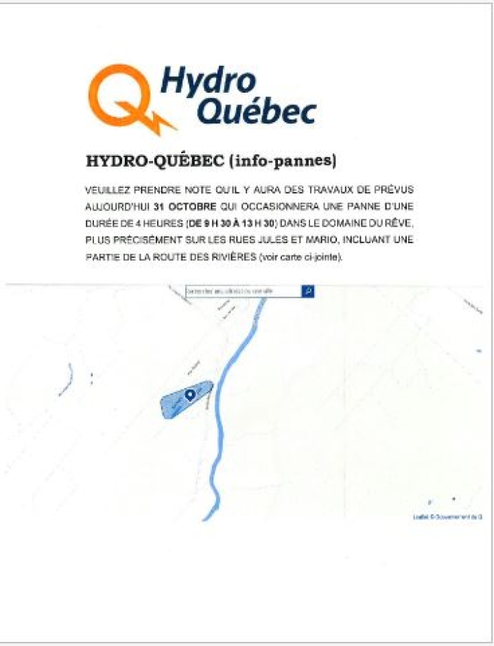 HYDRO-QUÉBEC (INFO-PANNES)