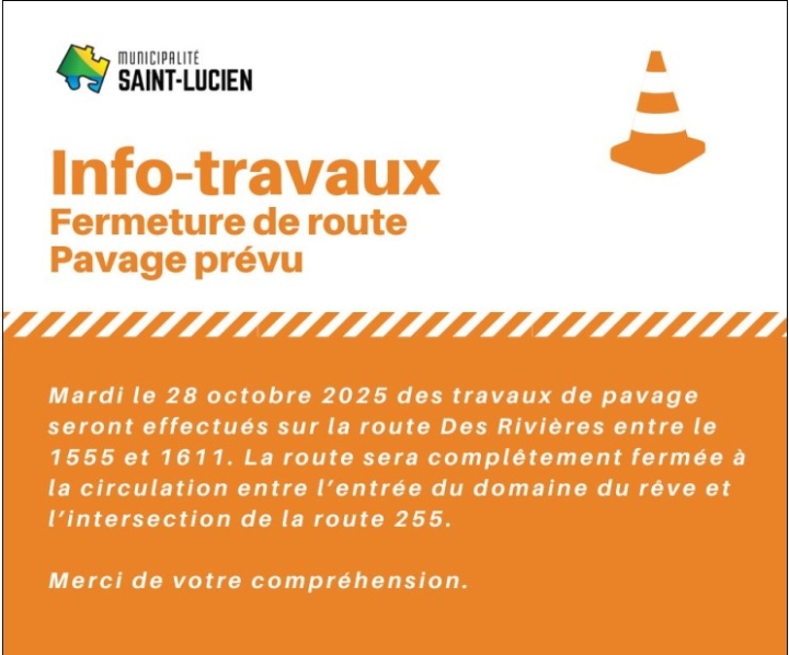 info travaux en date du 28 octobre 2025