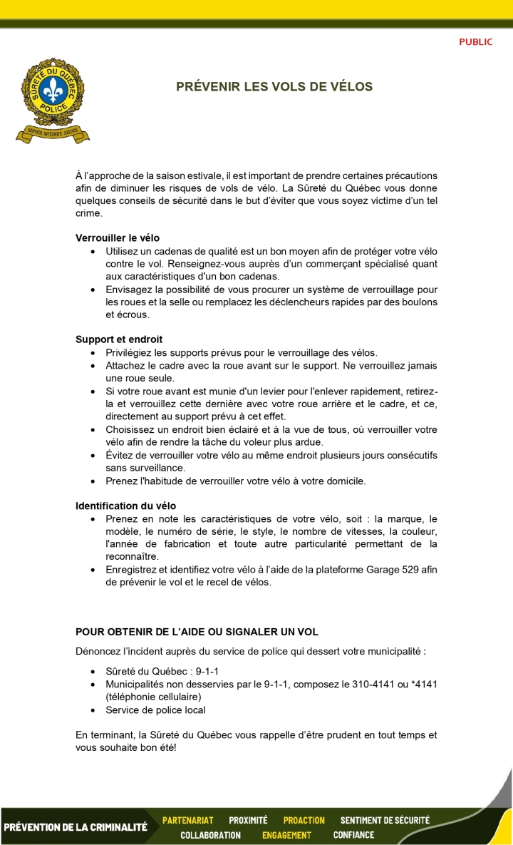 Prévenir les vols de vélos