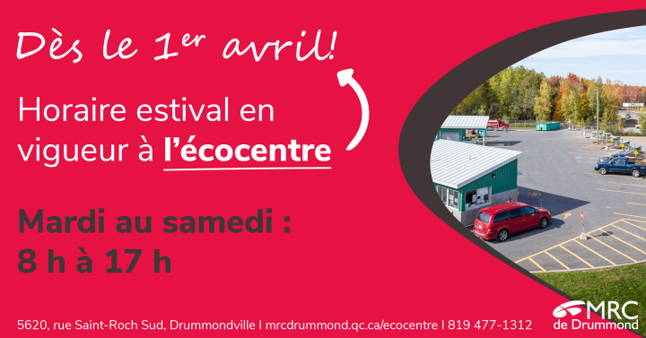 Horaire estival Écocentre
